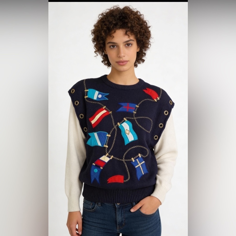 BONNIE BOERER RARE Vintage Nautical Yachting Sweater Size S NEW